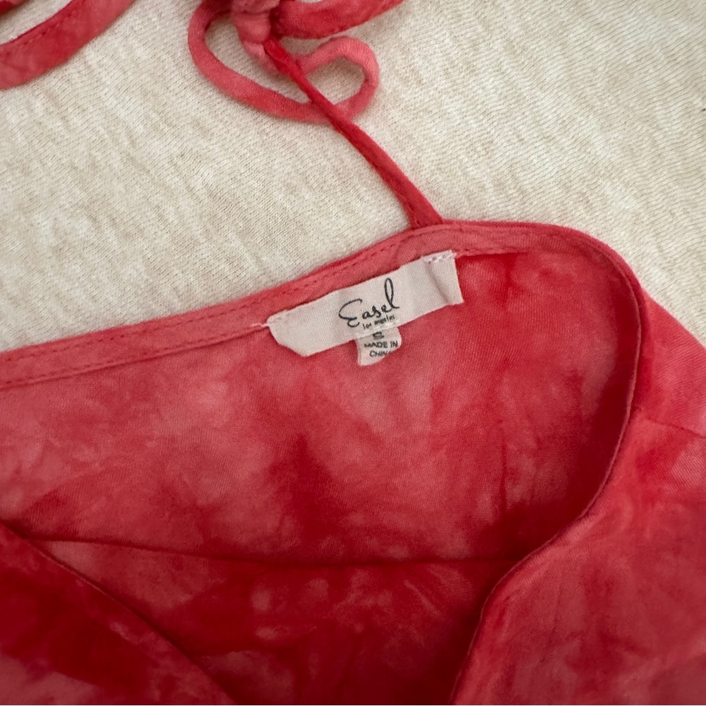 Anthropologie Women’s Easel Red Tie-Dye V-Neck Dress Size S - Picture 5 of 10